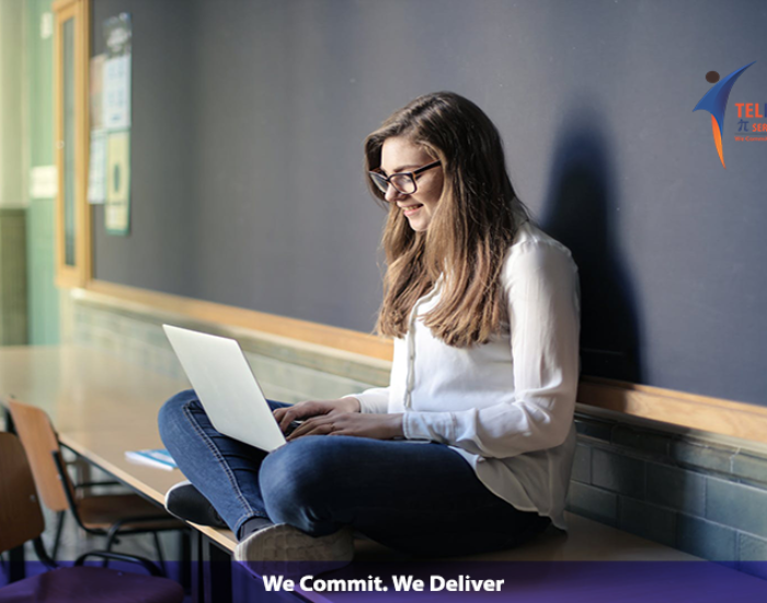 A lady with laptop